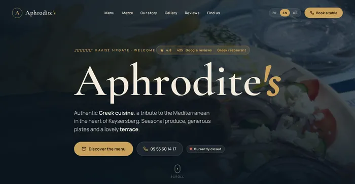 Site Aphrodite’s, vue ordinateur