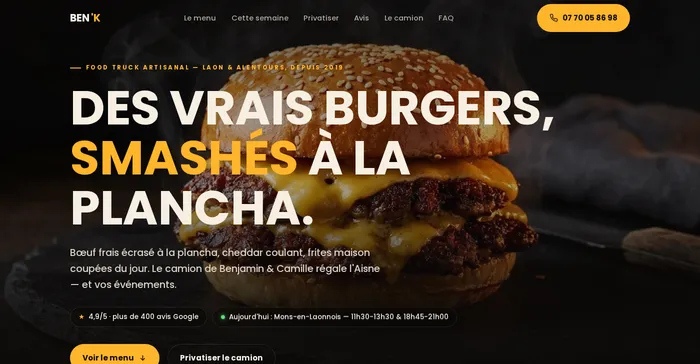 Site BEN’K, vue ordinateur
