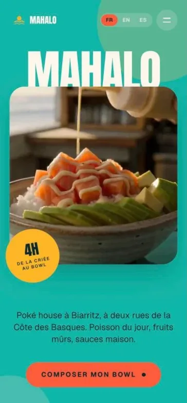 Site Mahalo, vue mobile