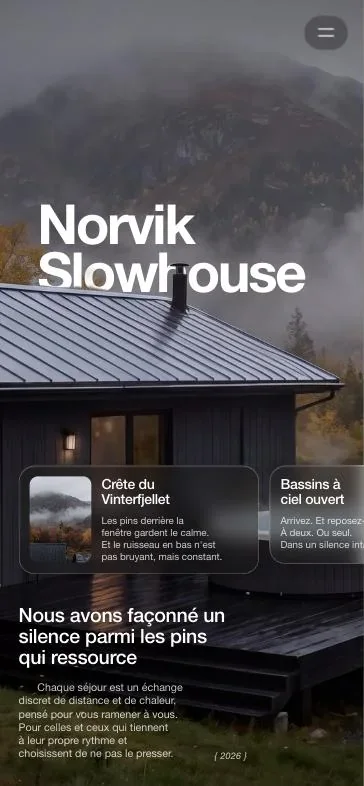 Site Norvik Slowhouse, vue mobile