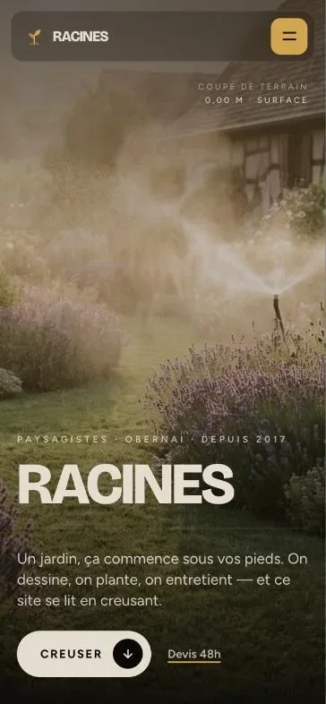 Site Racines, vue mobile